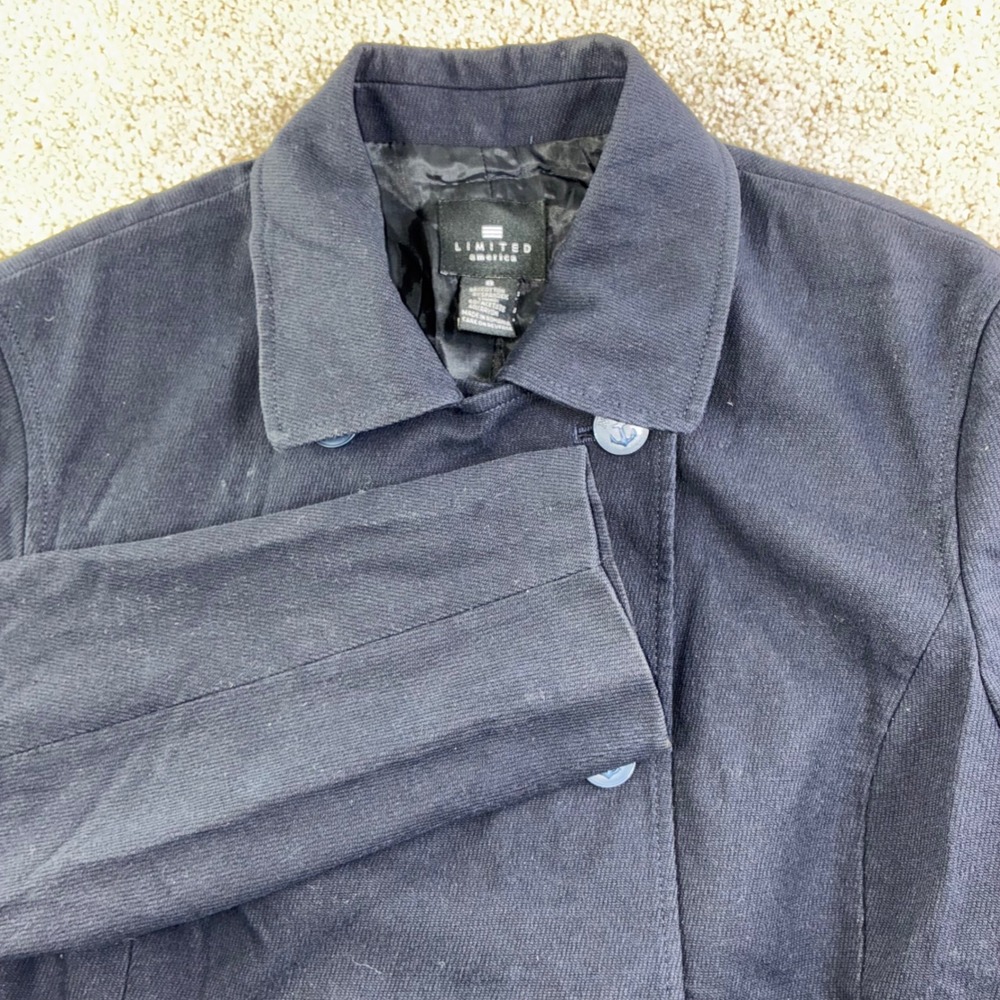 Limited America Navy Blue Double Breasted Pea Coat Jacket Womens 8 Lightweight